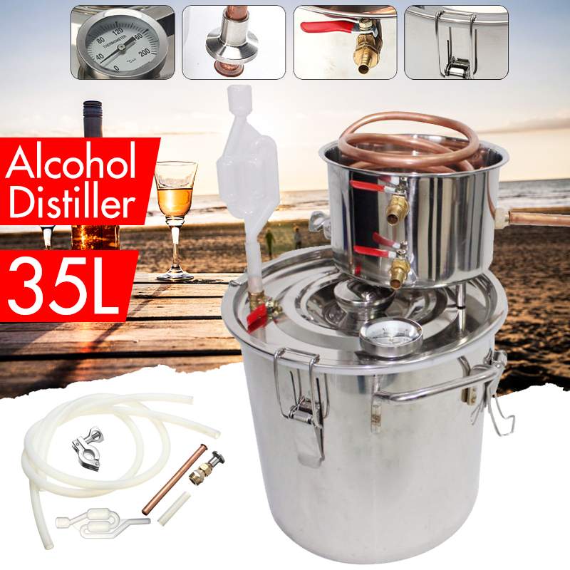 8/10/12/20/35L Distiller Moonshine Alcohol Stainless Copper DIY Home