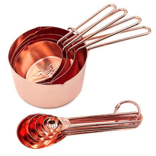 Load image into Gallery viewer, 8pcs Stainless Steel Measuring Spoons Set Rose Gold Measuring Cups Kitchen
