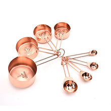 Load image into Gallery viewer, 8pcs Stainless Steel Measuring Spoons Set Rose Gold Measuring Cups Kitchen
