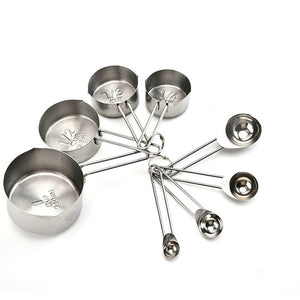 8pcs Stainless Steel Measuring Spoons Set Rose Gold Measuring Cups Kitchen